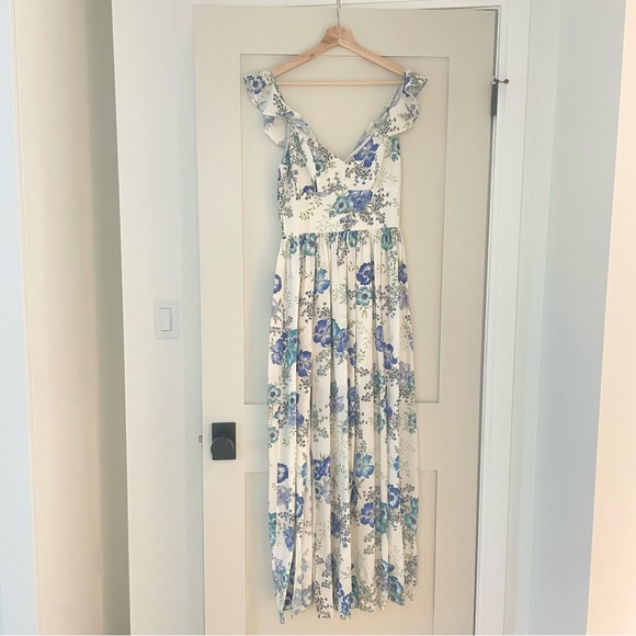 Amanda Uprichard Wren Cotton Floral Print Cold Shoulder Maxi Dress size S - Picture 2 of 6